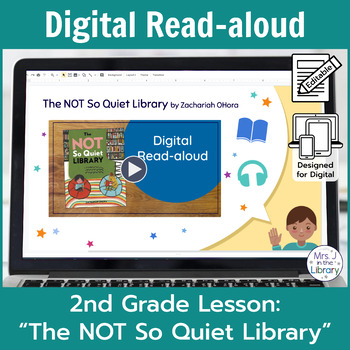Preview of "The Not So Quiet Library" Read-aloud Activity and Lesson for Google Slides