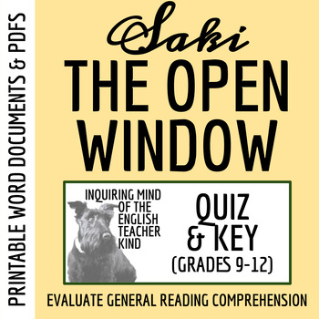 Preview of "The Open Window" by Saki Quiz and Answer Key for High School (Printable)