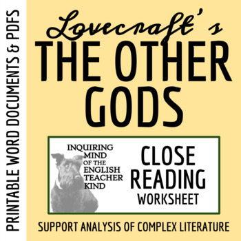 Preview of "The Other Gods" by H.P. Lovecraft Close Reading Worksheet (Printable)