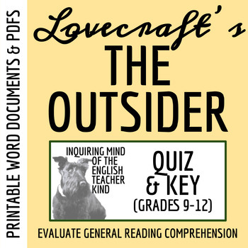 Preview of "The Outsider" by H.P. Lovecraft Quiz and Answer Key (Printable)