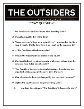 essay questions the outsiders