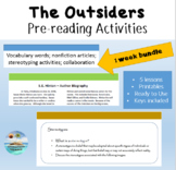 "The Outsiders" Pre-reading activities; 1 week bundle; Printable