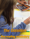 "The Outsiders" Pre-reading vocabulary list, game, test w/ key