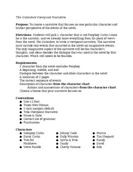 Preview of "The Outsiders" Viewpoint Narrative