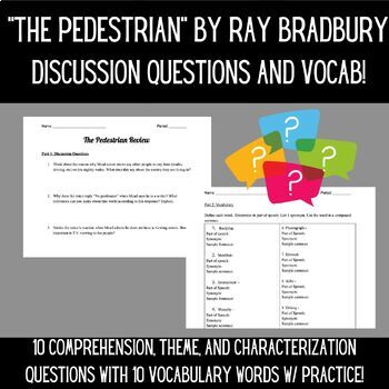 Preview of "The Pedestrian" Review Questions and Vocab