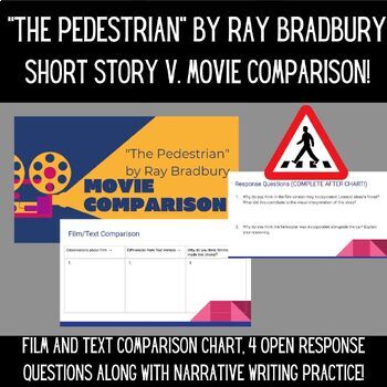 Preview of "The Pedestrian" by Ray Bradbury Movie Comparison - Characterization and Theme