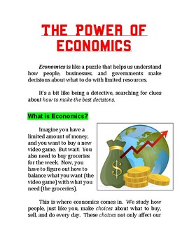 Preview of "The Power of Economics" + Multiple Choice Worksheet