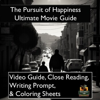 Preview of The Pursuit of Happiness Video Guide: Worksheet, Reading, Coloring, & more!