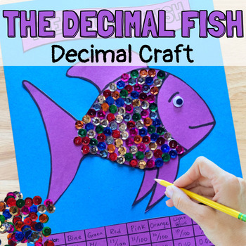 Preview of The Decimal Fish Craft to Practice Writing Fractions and Decimals to Hundredths