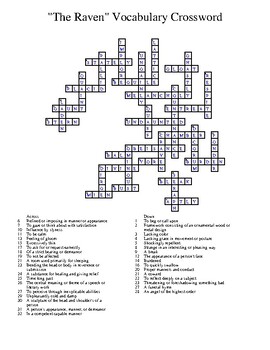 quot The Raven quot Vocabulary Crossword by Hogwarts CR TPT