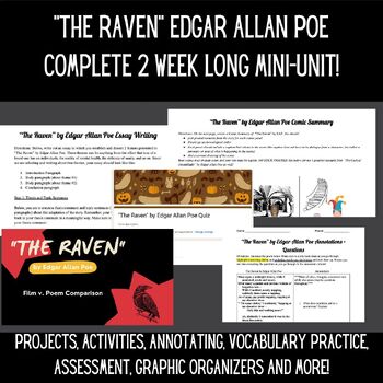 Preview of "The Raven" by Edgar Allan Poe - Complete Mini-Unit (2 Weeks)!