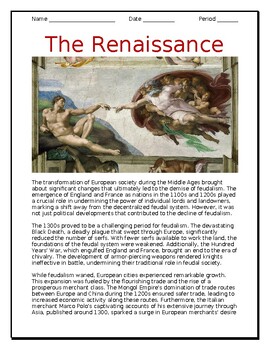 Preview of "The Renaissance" in English and Spanish for ELLs / ESOLs