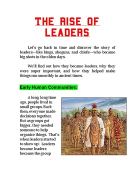 Preview of "The Rise of Leaders" + Multiple Choice Worksheet