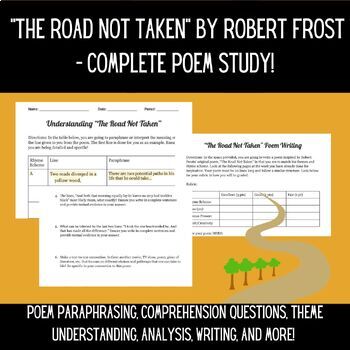 Preview of "The Road Not Taken" by Robert Frost COMPLETE Theme-Based Poetry Study!