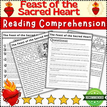 Preview of ✝️ The Sacred Heart of Jesus ✝️ Reading Comprehension ⭐No Prep⭐Catholic Activity