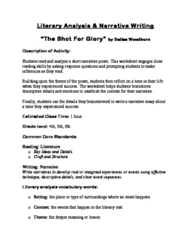 Preview of "The Shot for Glory" Poetry Analysis & Narrative Essay