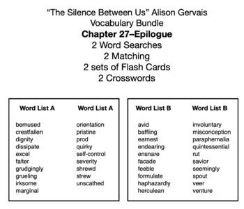 Preview of “The Silence Between Us” Alison Gervais Chapter 27–Epilogue Vocabulary Bundle