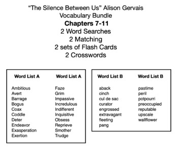 Preview of “The Silence Between Us” Alison Gervais Chapters 7-11 Vocabulary Bundle