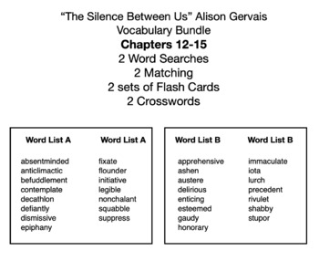 Preview of “The Silence Between Us” Alison Gervais Chapters 12-15 Vocabulary Bundle