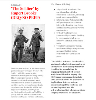 Preview of "The Soldier" by Rupert Brooke: A Tribute to Patriotism & Sacrifice DBQ/NO PREP