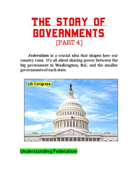 Preview of "The Story of Governments" (Part 4) - Federalism + Multiple Choice Worksheet