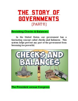 Preview of "The Story of Governments" (Part 5) - Checks & Balances + MC Worksheet