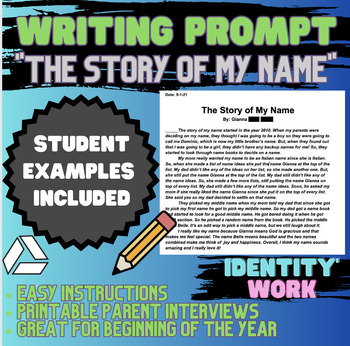 Preview of "The Story of My Name" - identity essay project, parent interviews