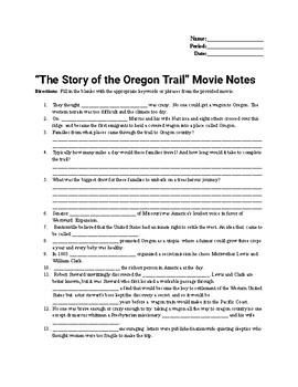 Preview of "The Story of the Oregon Trail" Movie Notes and Answers