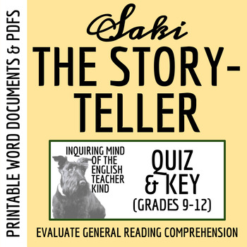 Preview of "The Storyteller" by Saki Quiz and Answer Key for High School (Printable)