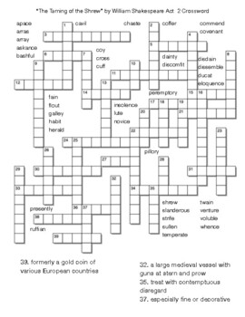 The Taming of the Shrew﻿ by William Shakespeare Act 2 Crossword