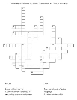 The Taming of the Shrew﻿ by William Shakespeare Act 2 Part A Crossword