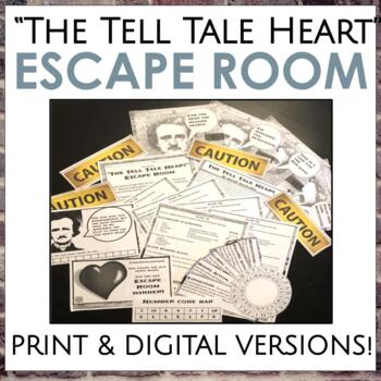 Preview of "The Tell Tale Heart" Escape Room for Grades 7-10 ELA