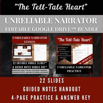 Preview of "The Tell-Tale Heart" Unreliable Narrator Editable Google Drive™ Bundle