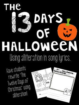 Preview of "The Thirteen Days of Halloween" Alliteration Activity
