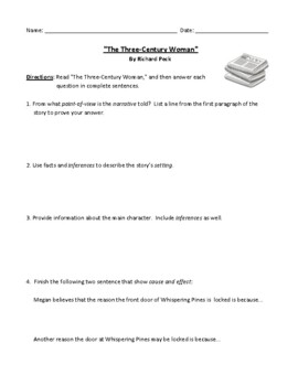 Preview of "The Three-Century Woman" Worksheet, Test, or Homework with Detailed Answer Key