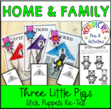 'The Three Little Pigs' Stick Puppets Story Re-Tell Craft 