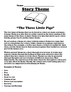 Preview of “The Three Little Pigs” Story Theme Worksheet