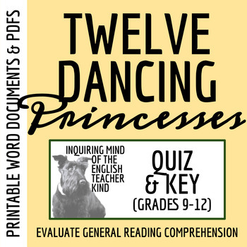 Preview of "The Twelve Dancing Princesses" by the Brothers Grimm Quiz and Answer Key