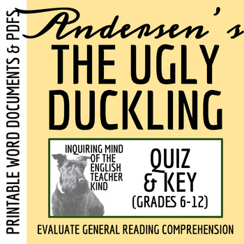 Preview of "The Ugly Duckling" by Hans Christian Andersen Quiz and Answer Key (Printable)