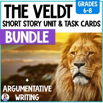Preview of The Veldt by Ray Bradbury Short Story Unit - Task Cards - Argumentative Writing