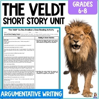 Preview of The Veldt by Ray Bradbury - Short Story Unit - Argumentative Writing Task