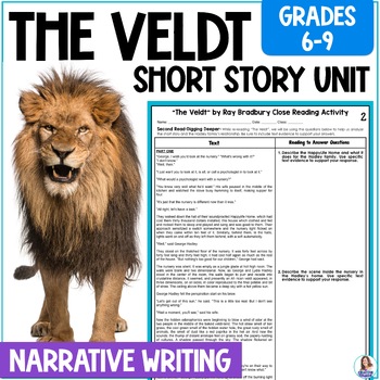 Preview of The Veldt by Ray Bradbury - ELA Short Story Unit - Narrative Writing Task