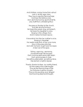 😀 The blacksmith poem. The Village Blacksmith by Henry Wadsworth ...