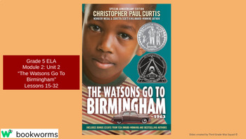 Preview of "The Watsons Go to Birmingham- 1963" Google Slides- Bookworms Supplement