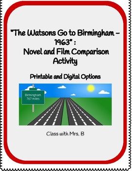 Preview of The Watsons Go to Birmingham - Movie Comparison Activity