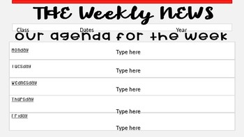 Preview of "The Weekly News" -  Weekly Agenda Template