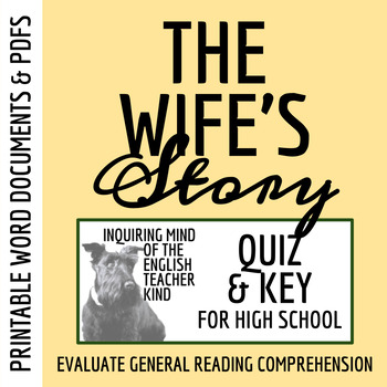 Preview of "The Wife's Story" by Ursula K. Le Guin Quiz and Answer Key (Printable)