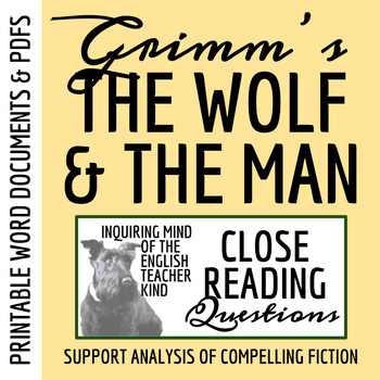 Preview of "The Wolf and the Man" by the Brothers Grimm Close Reading Analysis Worksheet