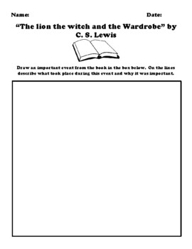 “The lion the witch and the Wardrobe” by C. S. Lewis Event Worksheet (UDL)