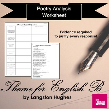 Preview of "Theme For English B" Langston Hughes- Analysis Using Evidence from the Poem